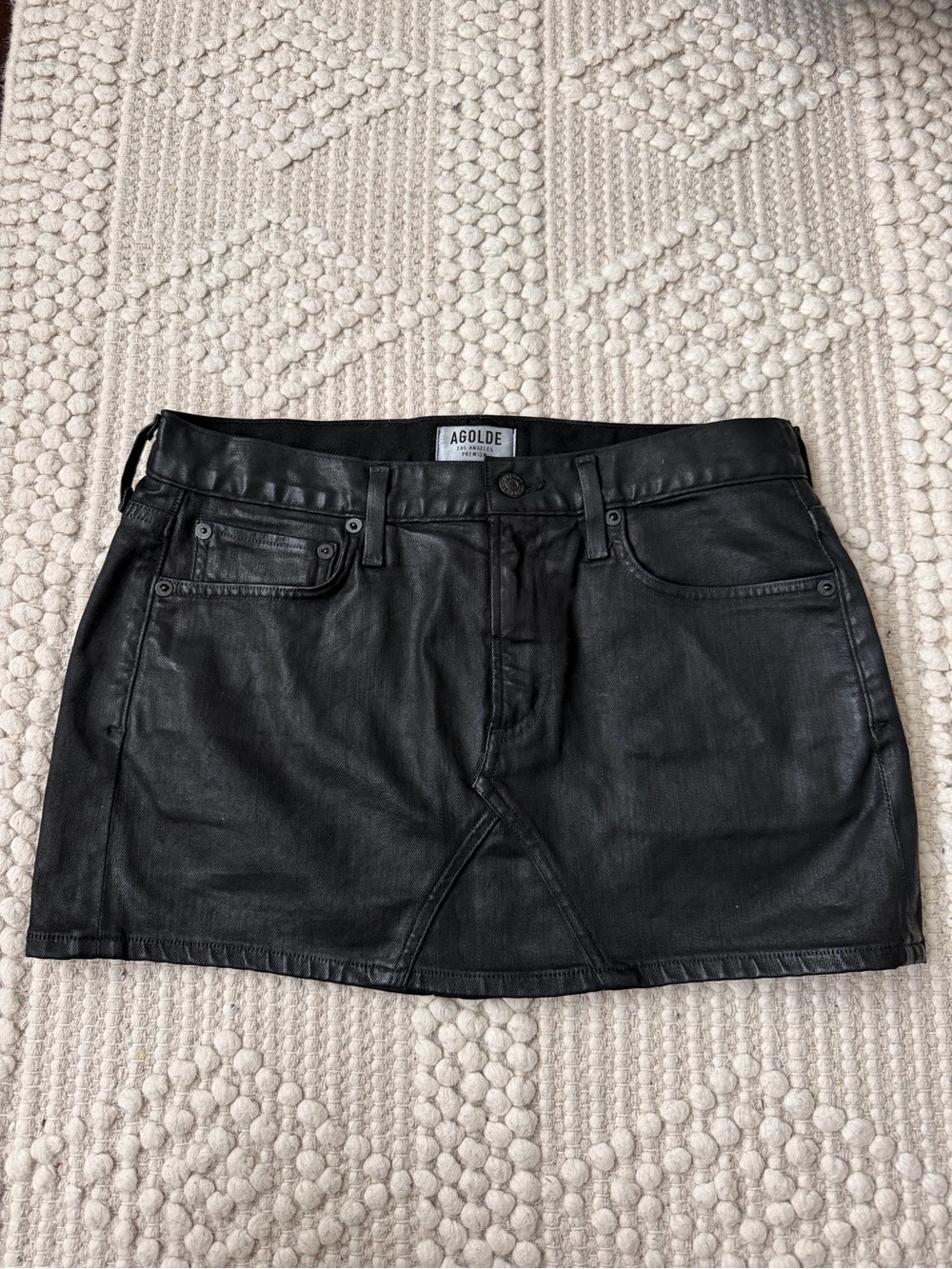 Agolde Black Coated Mini Skirt